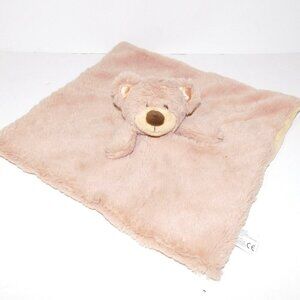 Kellytoy Brown Tan Rattle Teddy Bear Plush Security Blanket Baby lovey Nunu